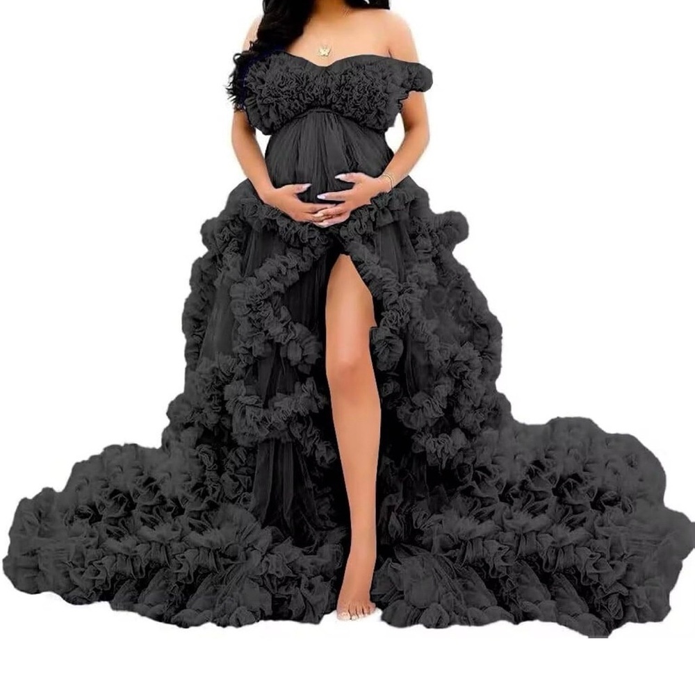 Motherhood Maternity Strapless Black Gown